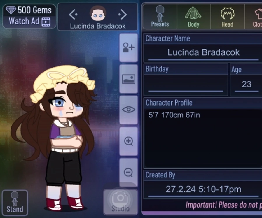 Lucinda Bardacok character artwork
