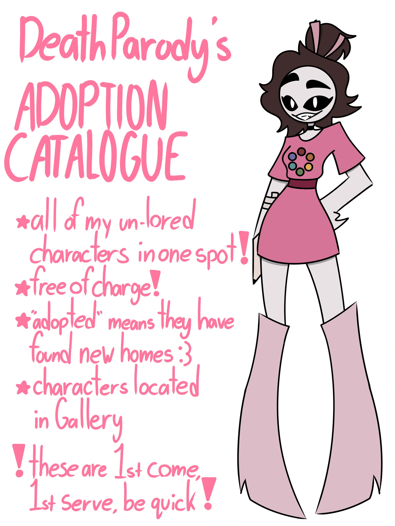 DeathParody’s Adoption Catalogue character artwork