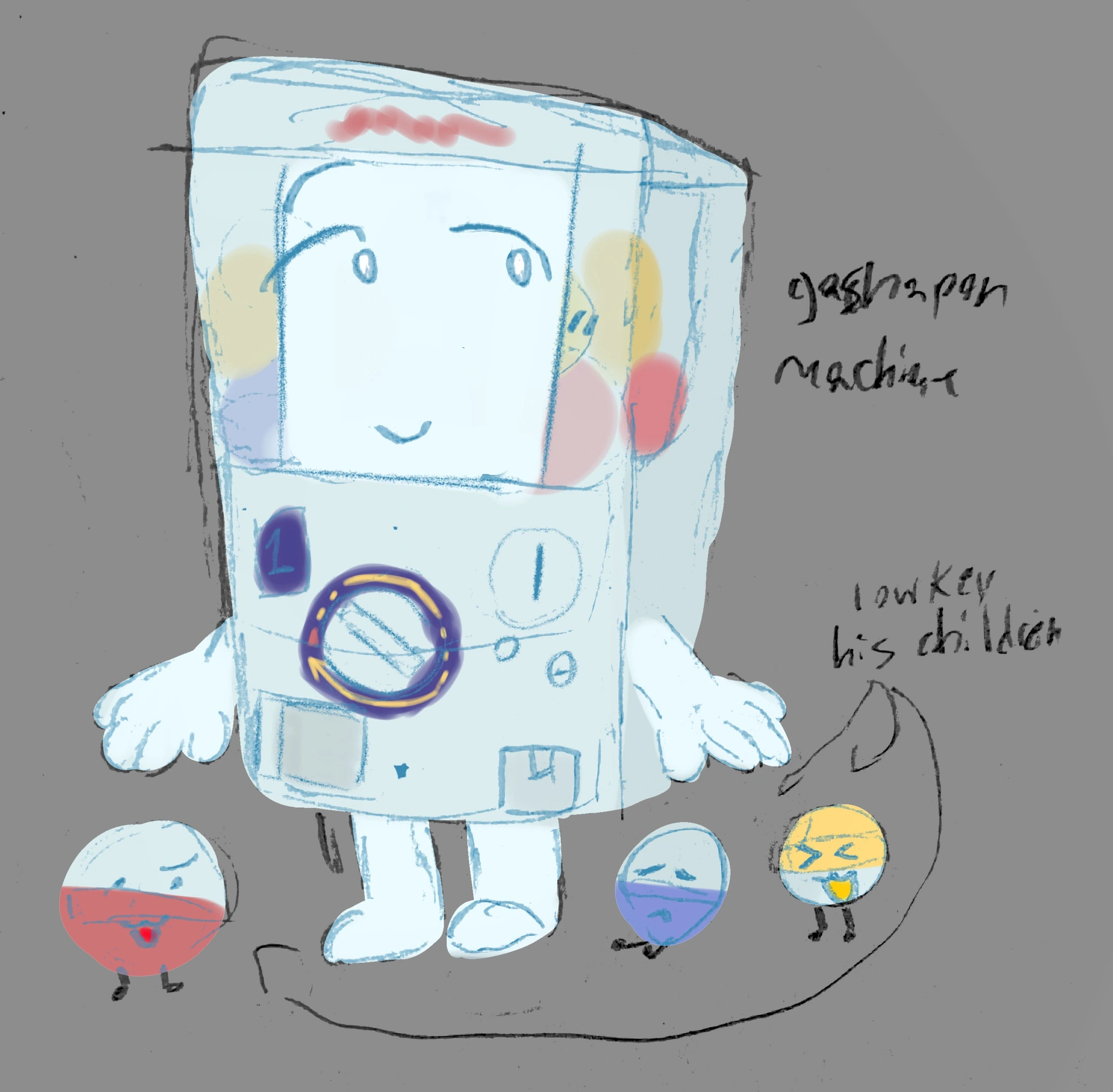 Gacha pon machine and the Gachalings! character artwork