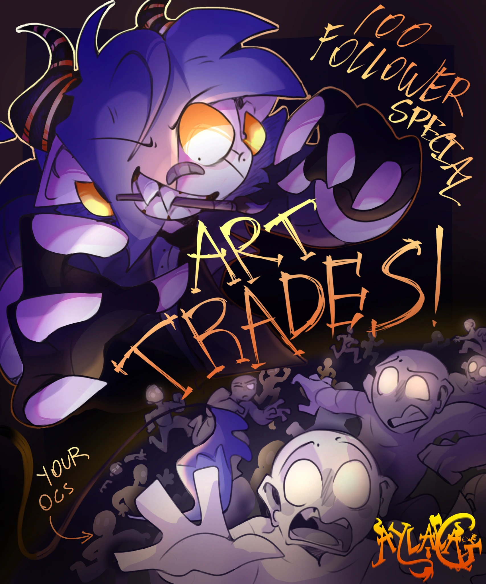OC ART TRADES! (CLOSED) 100 Follower Special 💜🎉 character artwork