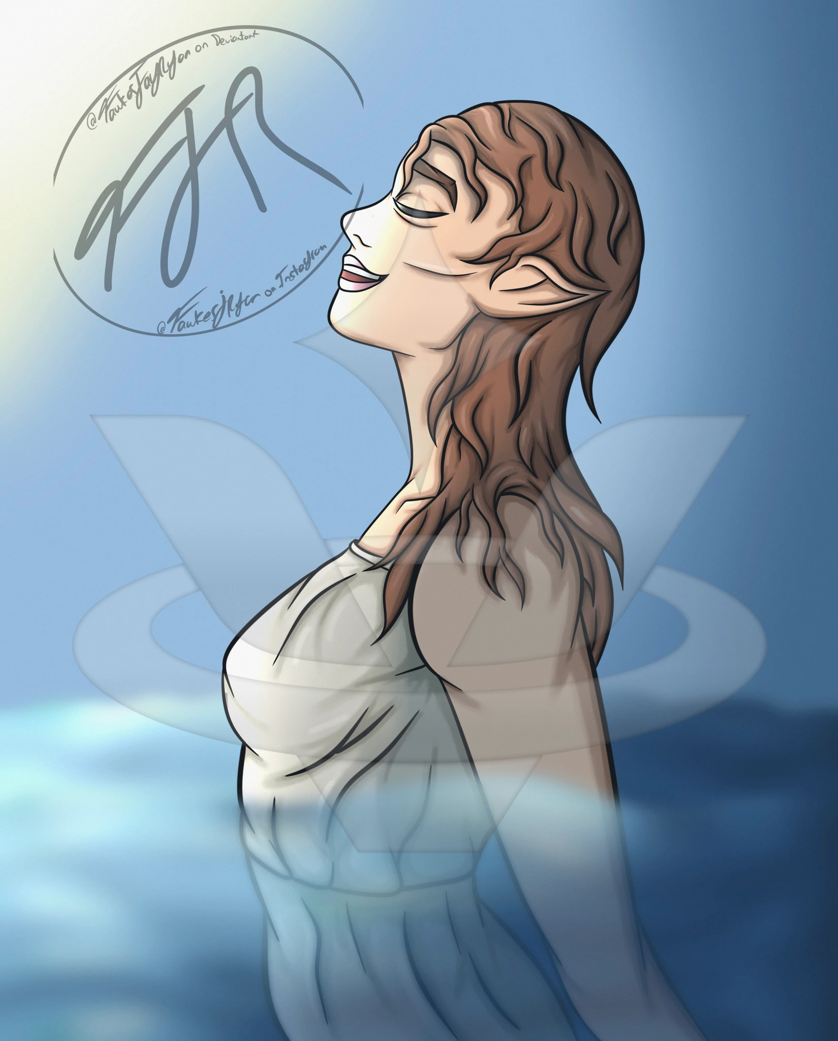 Inktober 2026 Day 3: Oceanid - Water Nymph character artwork