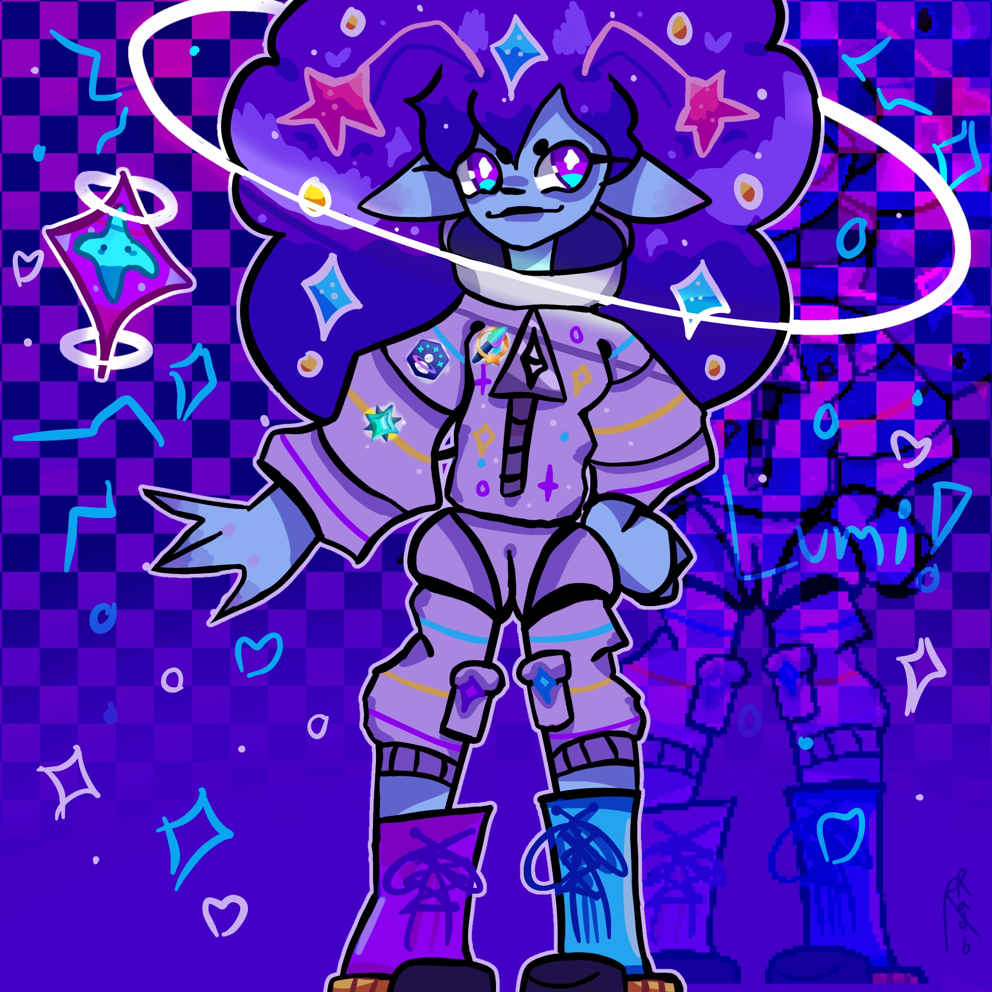 Lumi and luminary! :D 💜🩵✨ character artwork