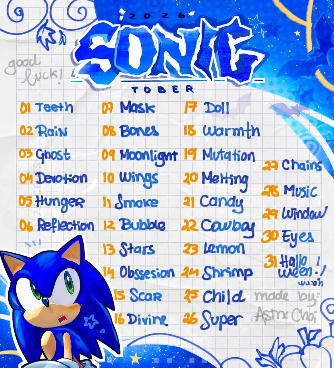 Sonictober2026 character artwork