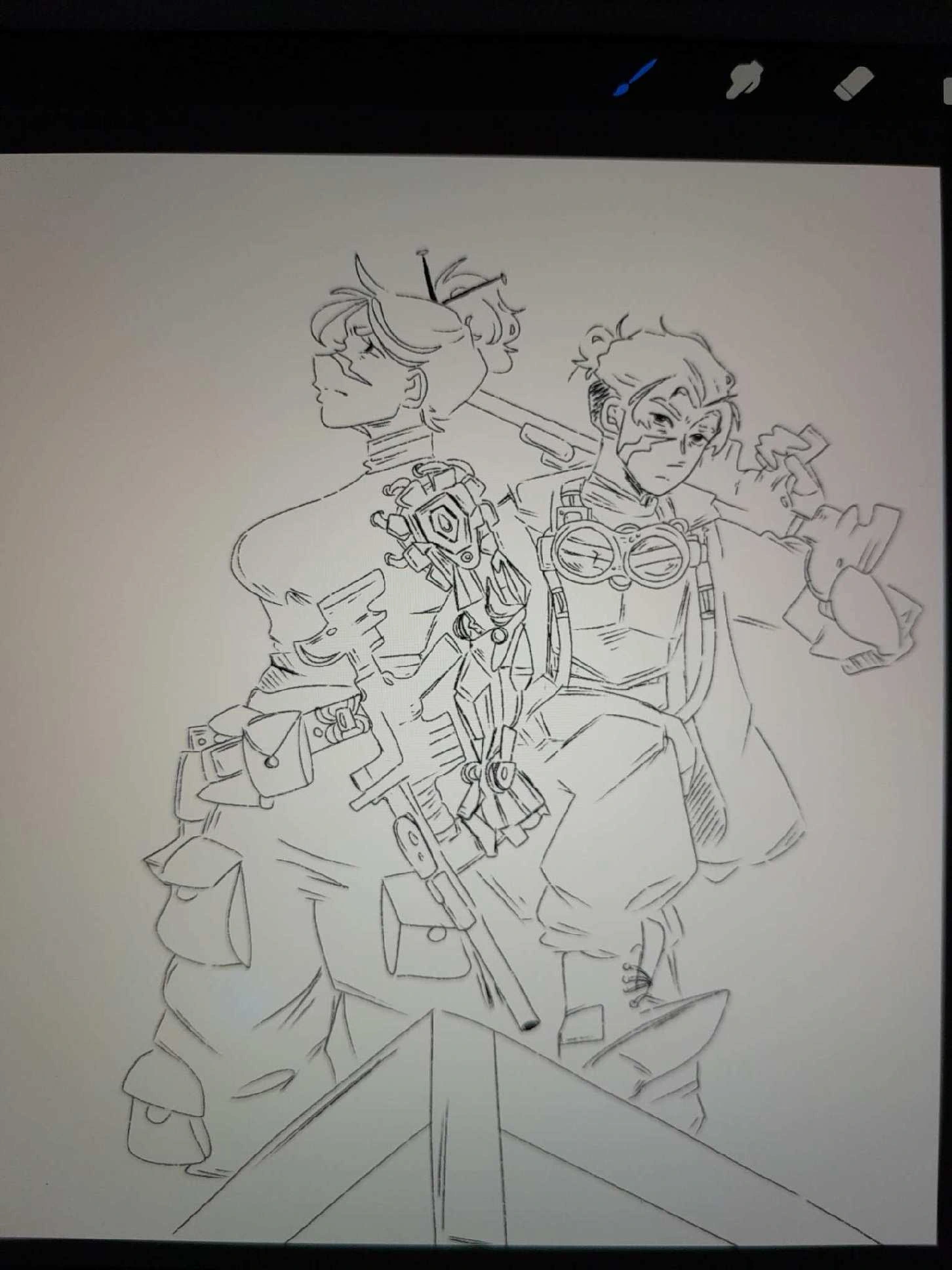 Dystopian Au for Clay and Blake (WIP) character artwork