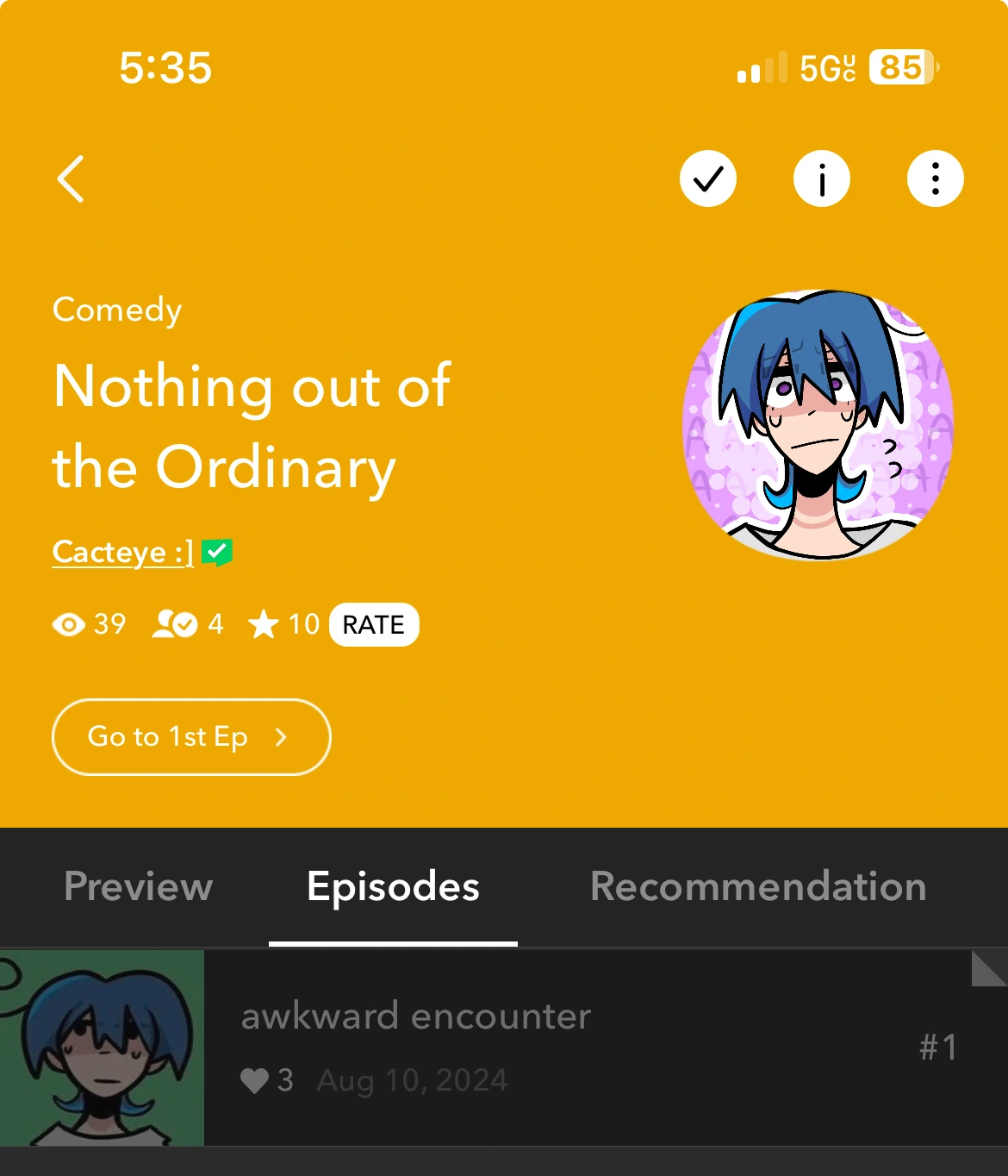 I HAVE A WEBTOON NOW character artwork