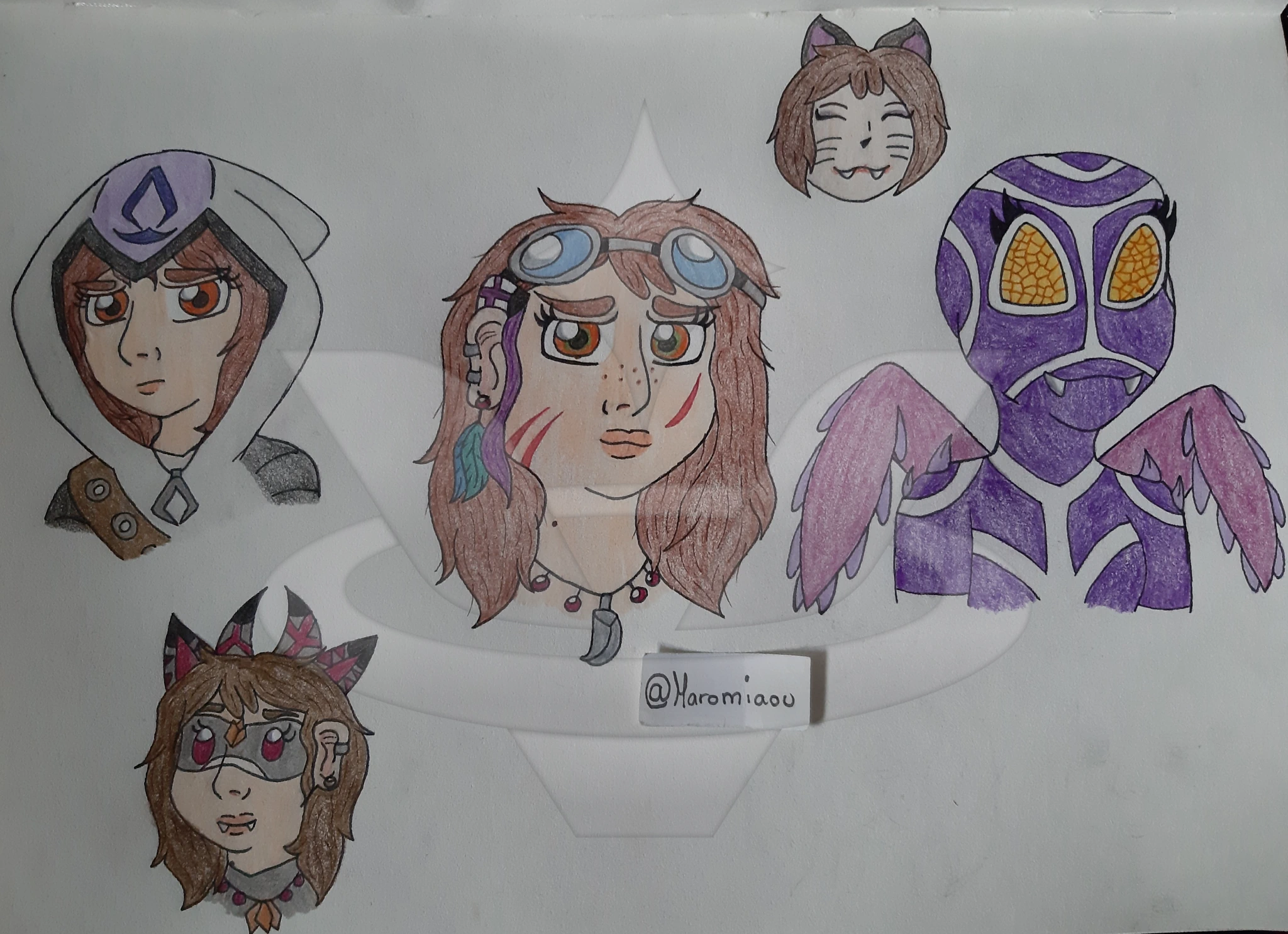The many versions of Me 🐏🕷📱🦊😈🤺🐱🧶🦁✨️ character artwork