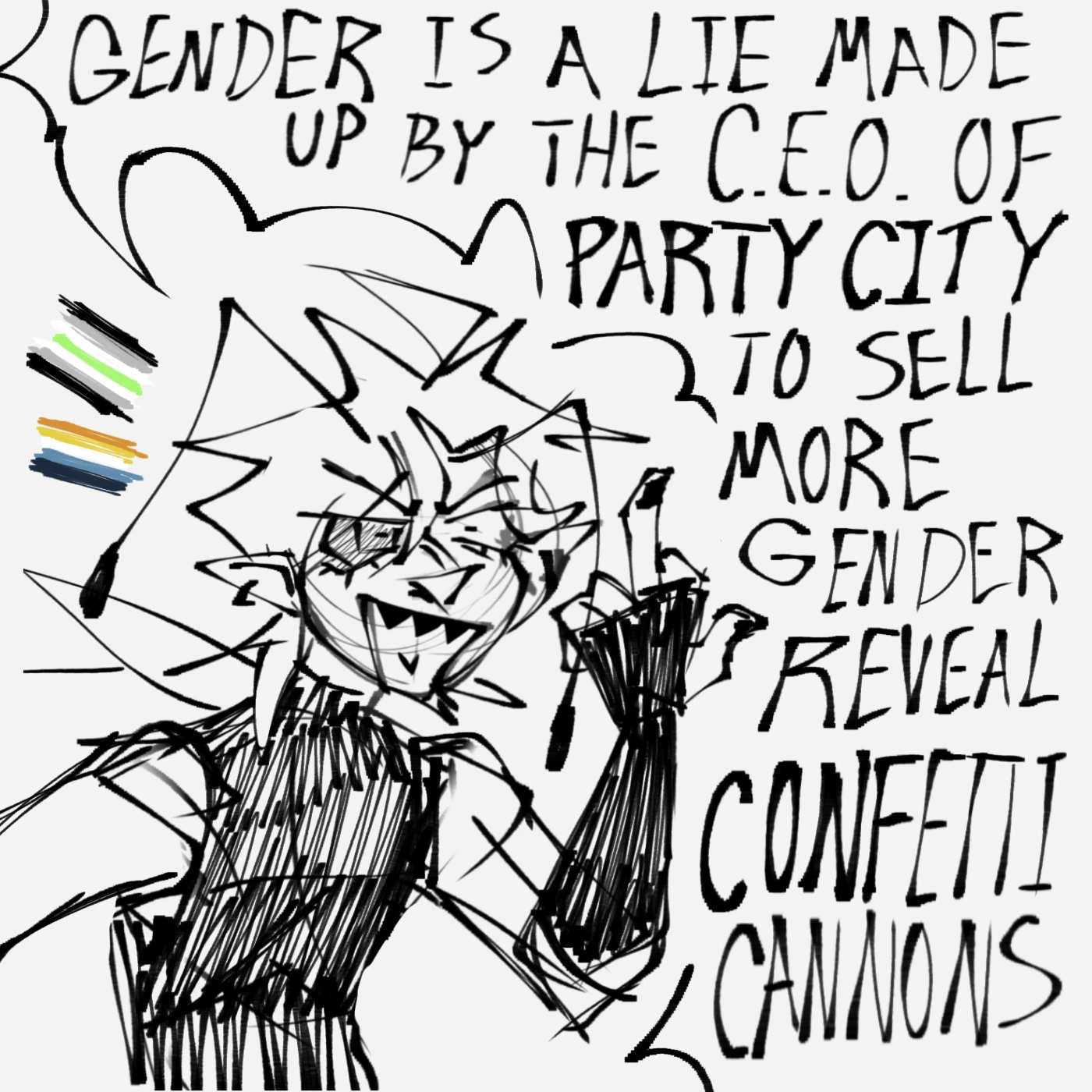 Queerios shitpost (copium 💀) character artwork