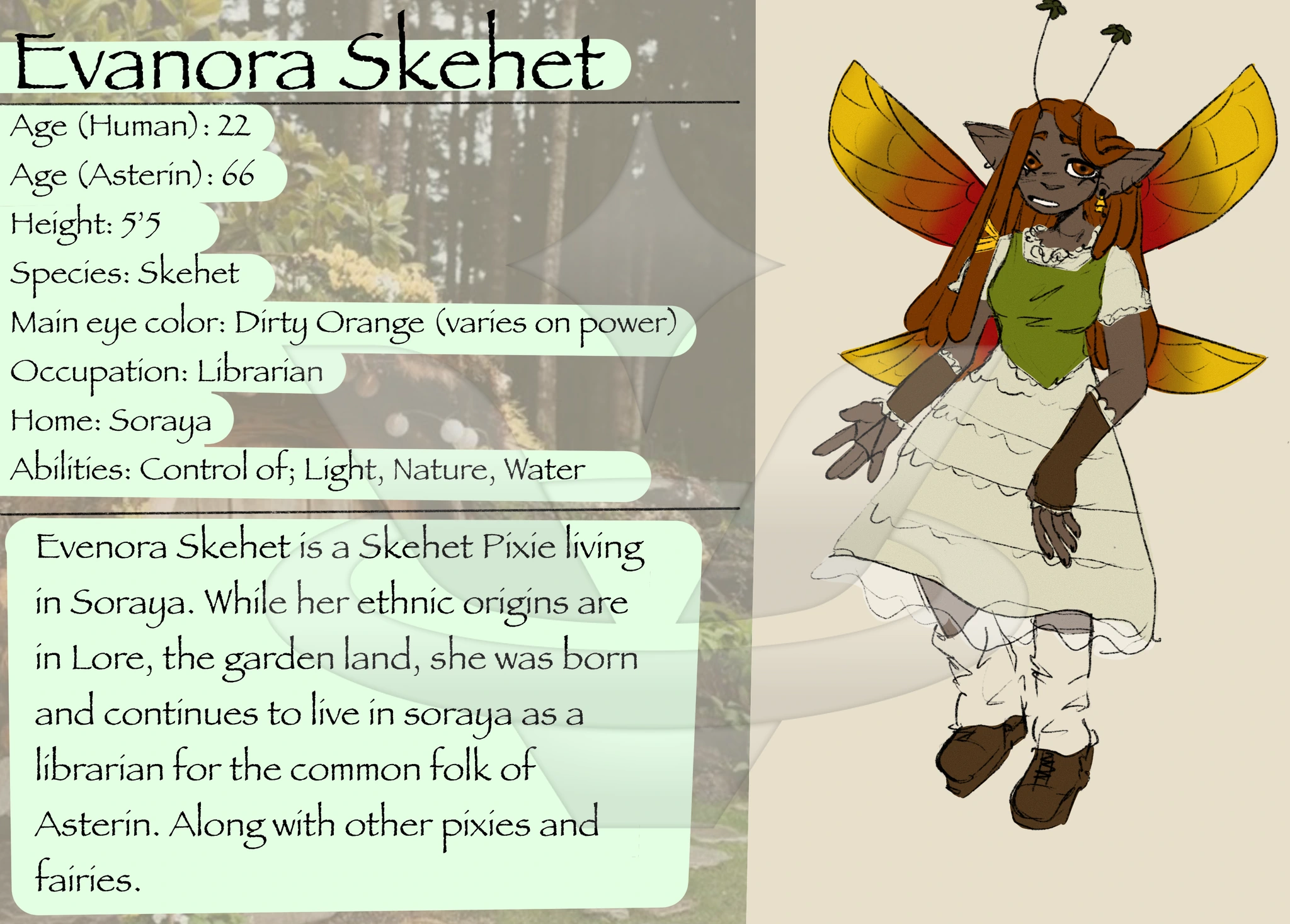 Evanora Skehet character artwork