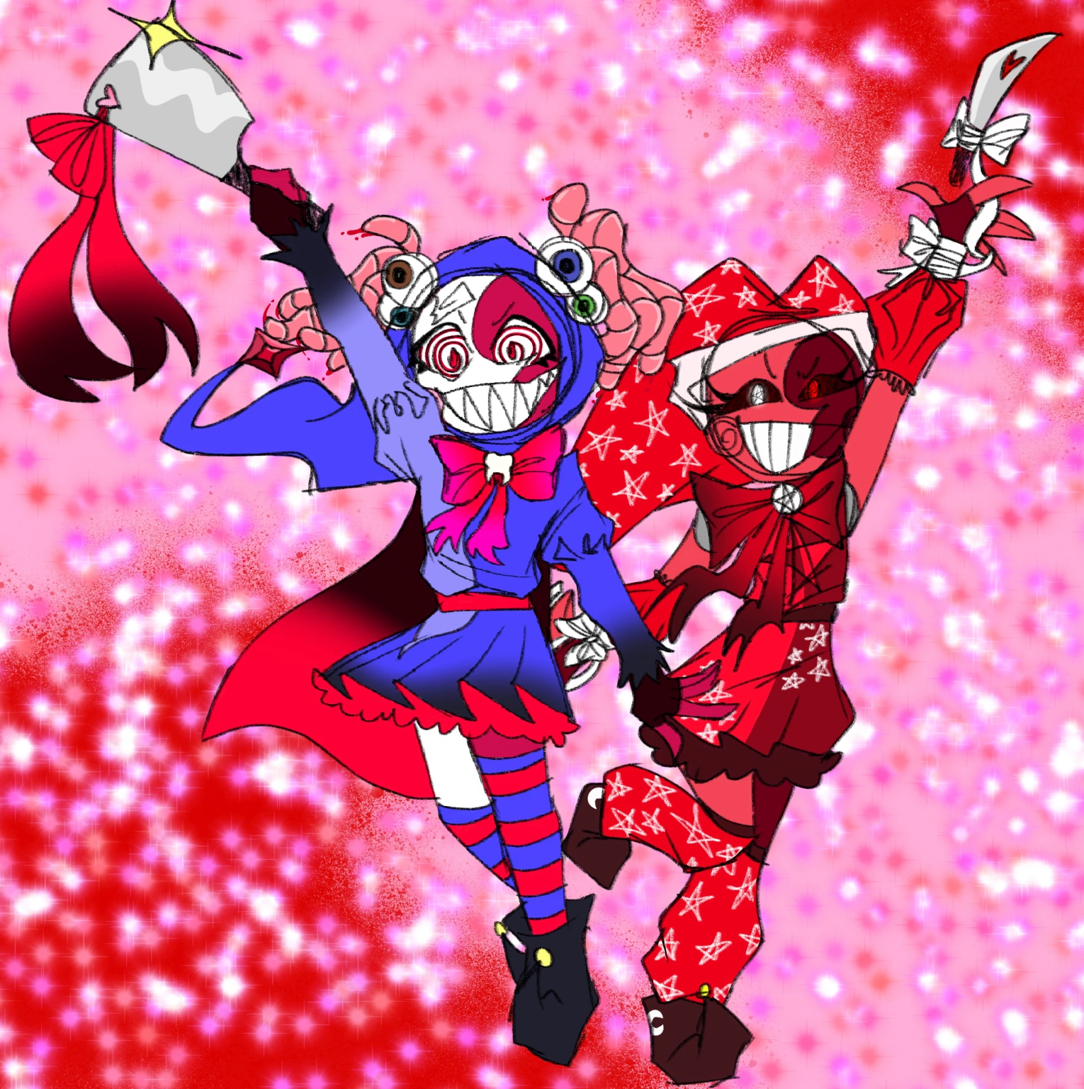 Bloodmoon twins as ✨Magical girls✨ character artwork