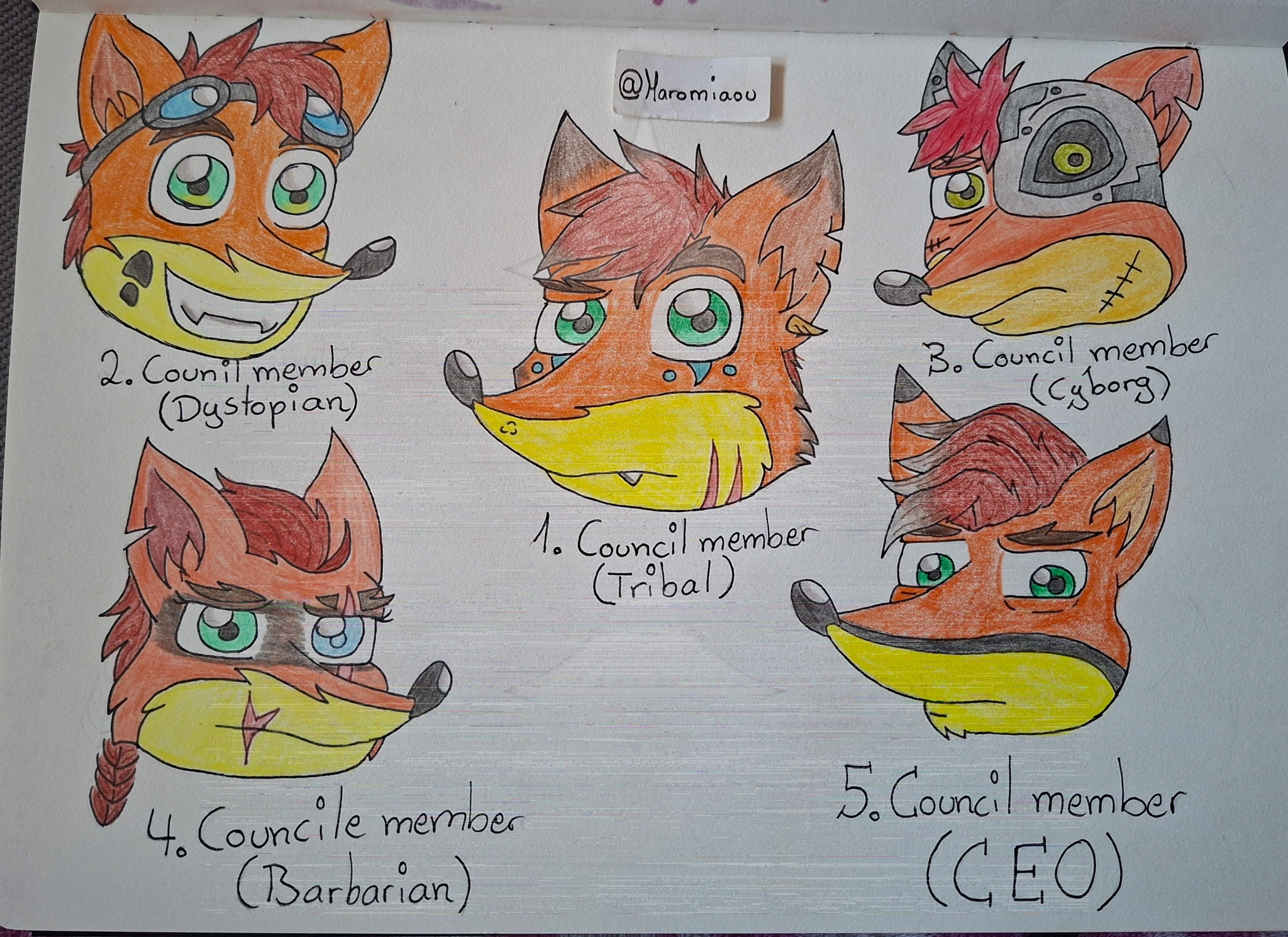 The Crash Councile (AUs) character artwork