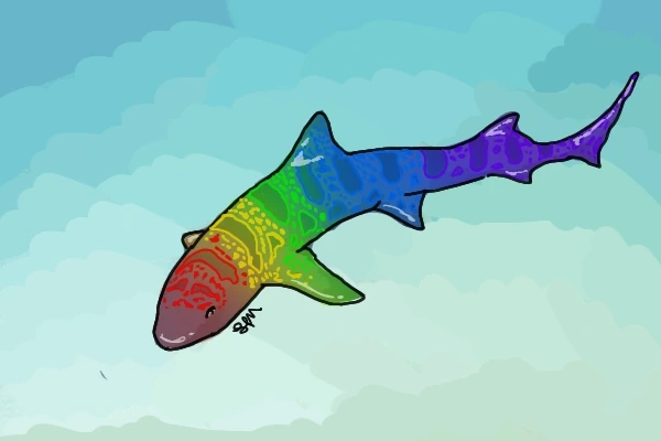 LGBTQ shark character artwork