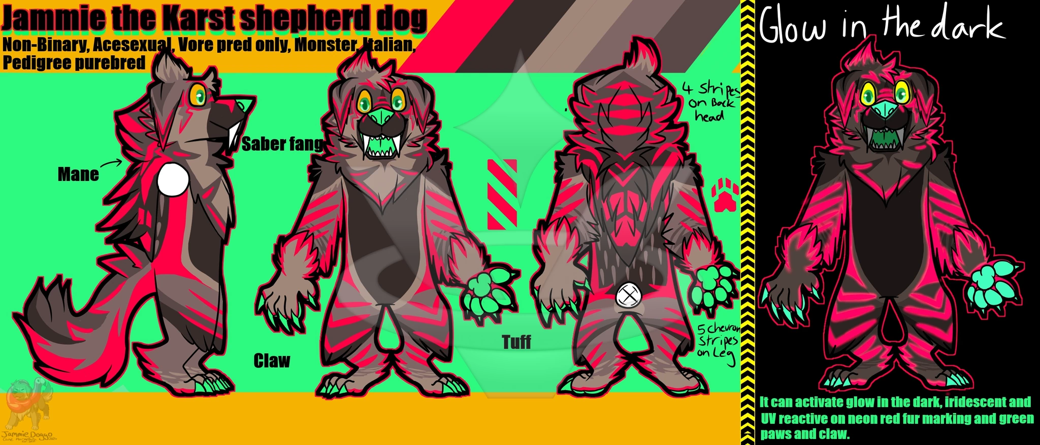 Jammie the Karst shepherd dog character artwork
