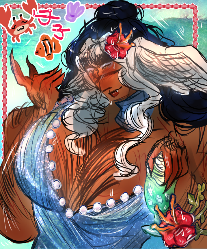 I swear it's not summer, but I drew something beach related...anyways ...