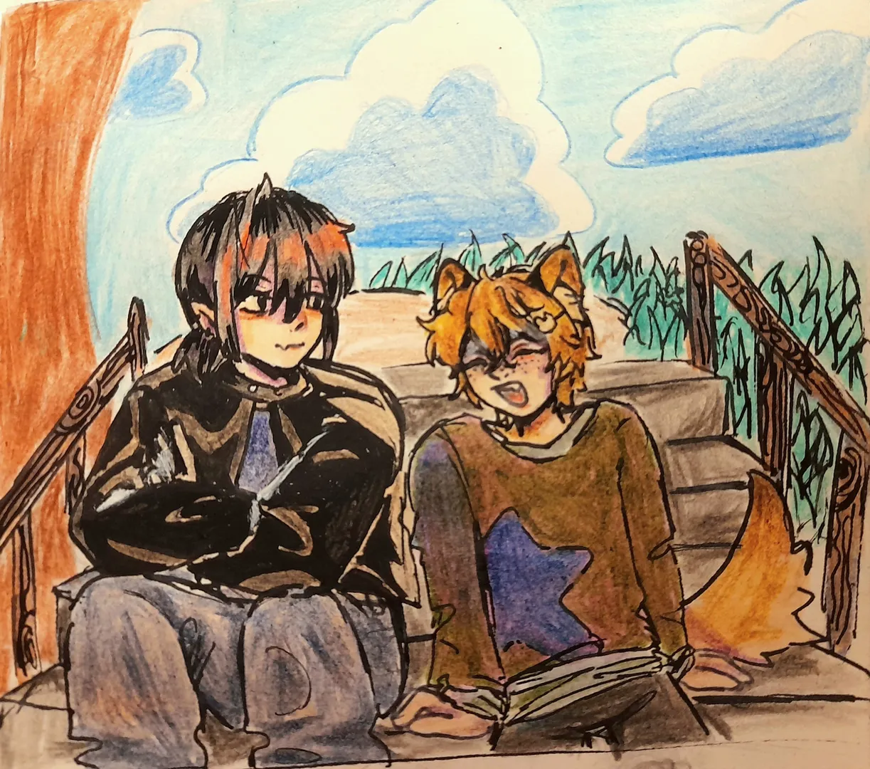 Werewolf and vampire au world artwork
